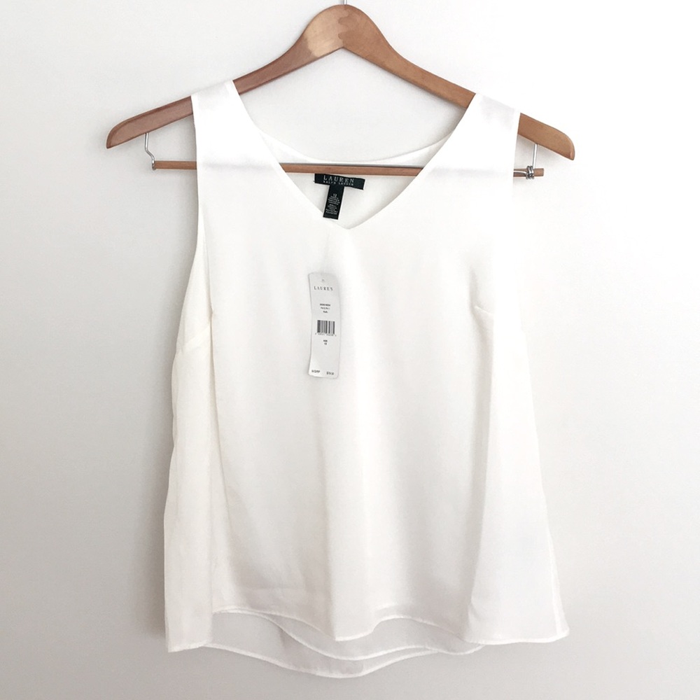 NWT- Lauren chiffon pearl sleeveless tunic